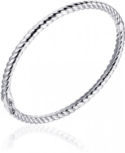 Gisser Jewels - Armband - Bangle Gedraaid - 4 mm Breed - Maat 60mm - Gerhodineerd Zilver 925 - SB22-60 - Sieraad - Dames - 925 Zilver