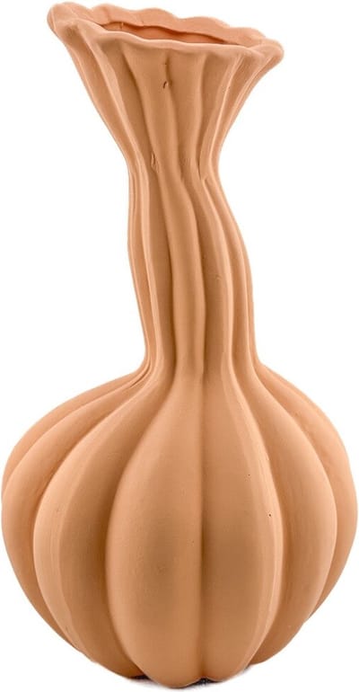 HomeBound by KY | Aardewerk vaas organic sandstone | 18x18x29cm | bloemenvaas keramiek organisch oranje