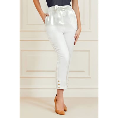 GUESS  Eco Mariel Pant Pale Pearl Maat: 38 | Straight Broeken Outlet | Dames | Wit