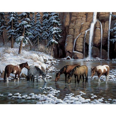 Diamant peinture cheval paysage diamant broderie cascade paysage point de croix plein strass 50X70CM