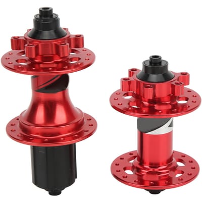 Moyeu de Frein à Disque de Vélo à 32 Trous et 6 Cliquets avec Axe à Libération Rapide en Alliage d'Aluminium pour VTT Rouge rouge