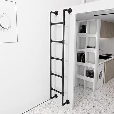 Metalen Wandladder - Stapelbed Trap - Veilige Toegang - Stevig Metaalontwerp - 130 cm Hoog - Zwart