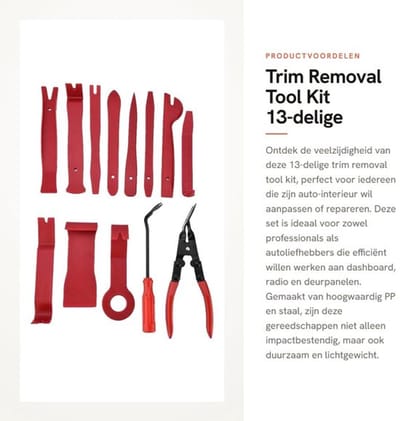 Trim Verwijder Tool Kit 13 Stuks - Auto Interieur Gereedschap - Dashboard/Deurpaneel Verwijdering - Lichtgewicht/Handig - PP/Koolstofstaal - Compleet Set