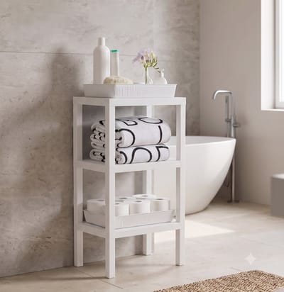 INDECOR Badkamerrek 3-Laags Kunststof Opbergrek – Plantenrek en Organizer voor Keuken, Woonkamer en Tuin – Wit