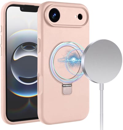 Geschikt voor iPhone Air hoesje – Solidenz Roze MagSafe Kickstand Case – Schokbestendige Backcover