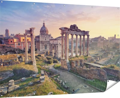 Gards Tuinposter Romeins Architectuur in Rome, Itali� - 180x120 cm - Tuindoek - Tuindecoratie - Wanddecoratie buiten - Tuinschilderij