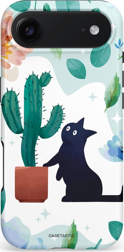 Casetastic hoesje geschikt voor Apple iPhone Air - MagSafe - Dubbellaagse bescherming - Cactuskat - Fashion Case - Lichtgrijs Turquoise Wit Mintgroen