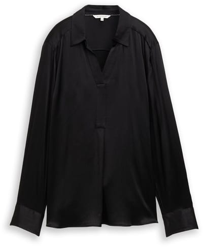 Tom Tailor - Crinkle satijnen blouse - Maat 36 - deep black