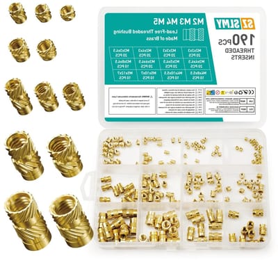 Set van 190 Draadinvoeren voor 3D Printen - M2 M3 M4 M5 Messing Draadmoeren en Draadbussen voor Kunststof Onderdelen en Printprojecten