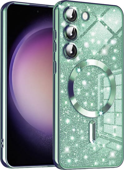 Hoesje geschikt voor Samsung Galaxy S23 Plus - Techsuit Luxury Glitter Back Cover - Geschikt voor MagSafe - Lichtgroen