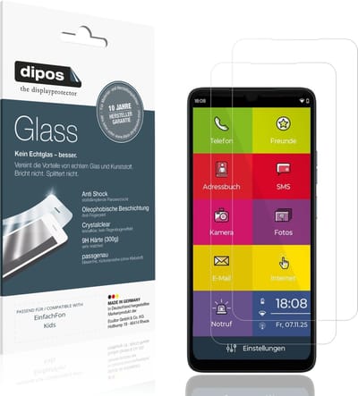 dipos – 2x Pantserfolie geschikt voor EinfachFon Kids | 9H Screenprotector