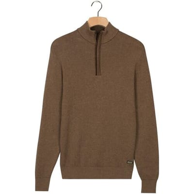 Baileys Trui Cotton Half Zip Allover Two-Tone Taupe / male