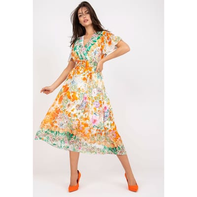 Tropical Fringe Wrap Dress - Dark Orange / One Size
