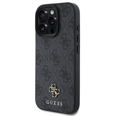 Guess 4G Metal Logo Backcover geschikt voor MagSafe geschikt voor iPhone 16 Pro Max - Zwart