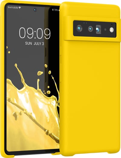 kwmobile telefoonhoesje geschikt voor Google Pixel 6 Pro - Hoesje met siliconen coating - Smartphone case in stralend geel