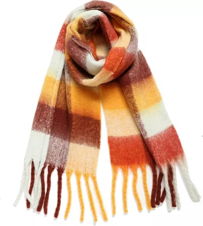 Oversized Geruite Sjaal Dames - Extra Zacht & Warm - Luxe Deken Sjaal met Franjes - Urban U - Autumn Red