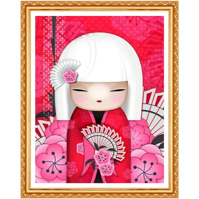Poupées mignonnes, images de dessins animés en diamant, point de croix, broderie au diamant, peinture à l'aiguille, kits complets 20X30CM white
