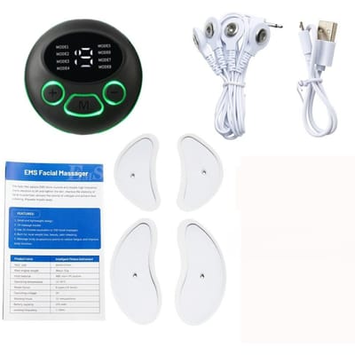 Grensoverschrijdende nieuwe EMS gezichtsmassager puls laagfrequent halvemaan schoonheidsinstrument V-gezicht verstevigend gezichtsspierstimulator black