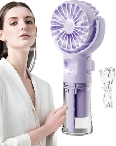 2025 Nieuwe Handventilator - Handventilator - Draagbare Mini Ventilator - 4 Standen - Met Waternevel - Voor Buiten en Onderweg - Paars