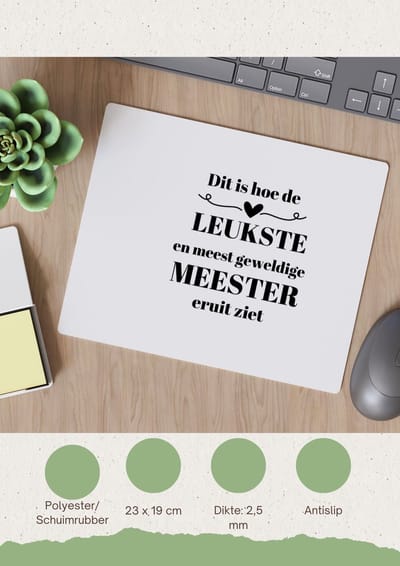 Akyol - dit is hoe de leukste en meest geweldige meester eruit ziet Muismat - Meester - meest leukste leraar - verjaardag - cadeautje voor meester - meester artikelen - kado - geschenk - collega's - 23 bij 19 cm