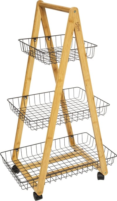Keukentrolley - 3-laags - bamboe - 54.5 x 35.5 x 88 cm
