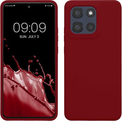 kwmobile telefoonhoesje geschikt voor Motorola Moto G86 Power 5G - Hoesje met siliconen coating - Smartphone case in rabarber rood
