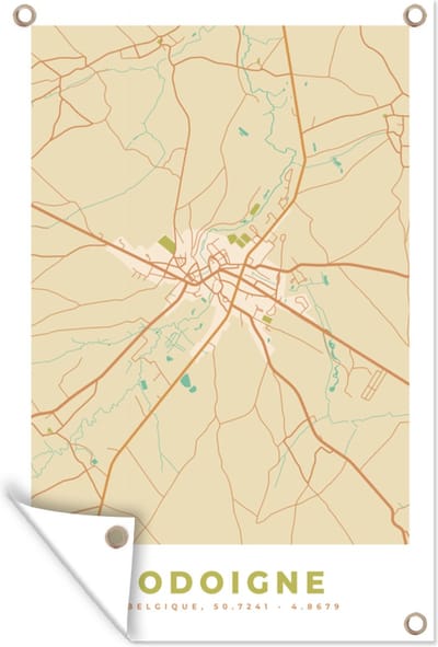 Muurdecoratie Stadskaart - Plattegrond - België - Kaart - Jodoigne - 120x180 cm - Tuinposter - Tuindoek