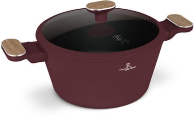 BerlingerHaus Leonardo Nordic Pan met Deksel - 24cm - Mat Bordeaux