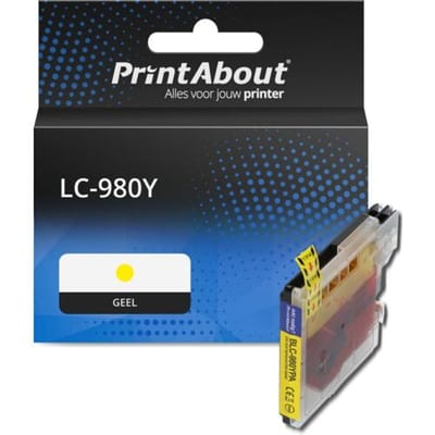 PrintAbout Inktcartridge LC-980Y Geel geschikt voor Brother