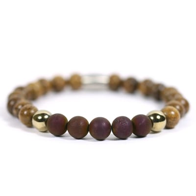 Heren armband robles hout - agaat - IbizaMen - 19cm
