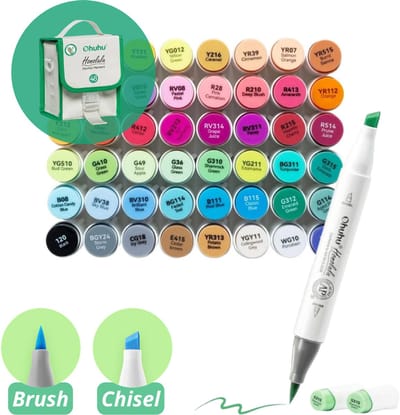 Ohuhu - Honolulu Brush & Chisel - Alcohol Art Markers - 48 kleuren - grijze etui