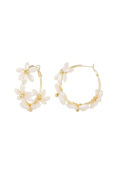 YWG - Flowering rings oorbellen - Gebroken wit