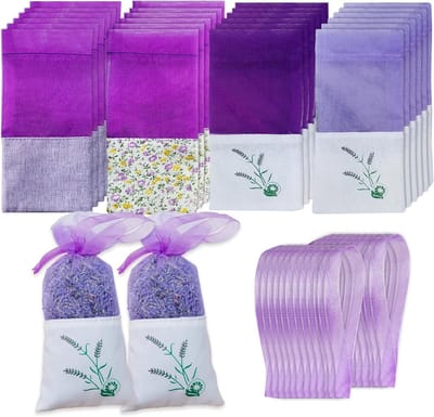 Lavendelzakken voor Potpourri, Kruidige Geuren en Opbergdoeleinden - 24 Paarse Organza Zakjes met Treksluiting