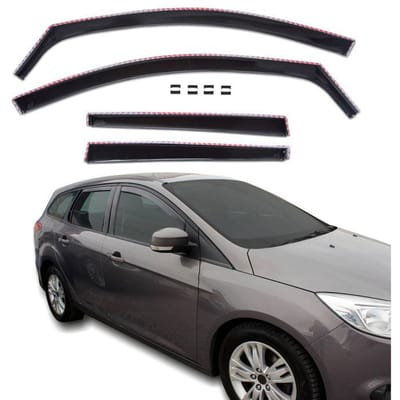 Windvangers - Ford Focus 3 (2011-2018) 5 deuren - Aerodynamisch - UV-bestendig acryl - Montage zonder boren