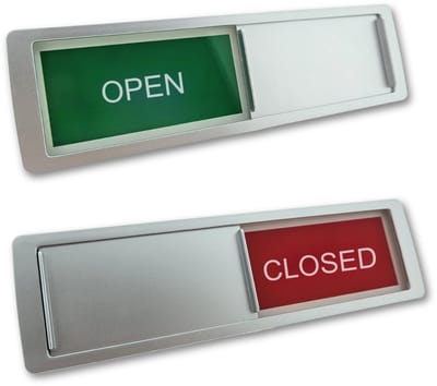 CombiCraft schuifbordje met "Open-Closed" in zilver 178 x 50 mm - per 1 stuk