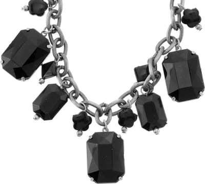 Behave - Klassieke zwarte ketting met koord en diverse hangers 43 cm (+8,5 cm verlengketting)
