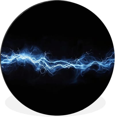 WallCircle - Wandcirkel - Muurcirkel - Gaming - Bliksemflits - Blauw - Energie - Aluminium - Dibond - 30x30 cm - Binnen en Buiten