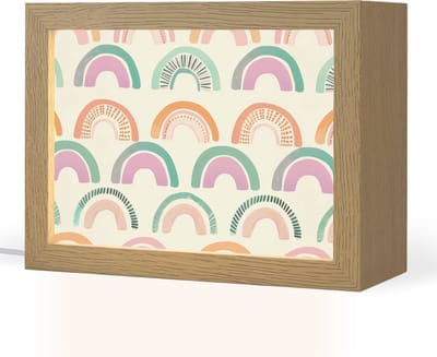 Nachtlampje 20x15 cm - Kinder lampje - Regenboog - Pastel - Patroon - Tafellamp kinderkamer - Slaapkamer lamp - Bedlamp kinderen - Kinderlampje stopcontact - Wandlamp babykamer - Nachtlampjes