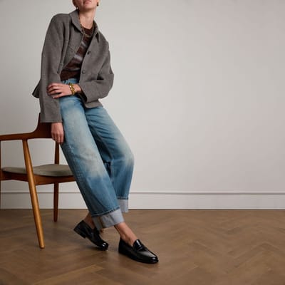 Manfield - Dames - Zwarte leren loafers - Maat 36