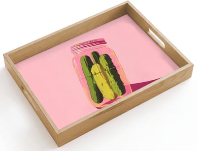 Dienblad hout 40x30 cm - Schootdienblad - Augurken - Pot - Schaduw - Roze - Borrelplank rechthoek - Plateau dienbladen