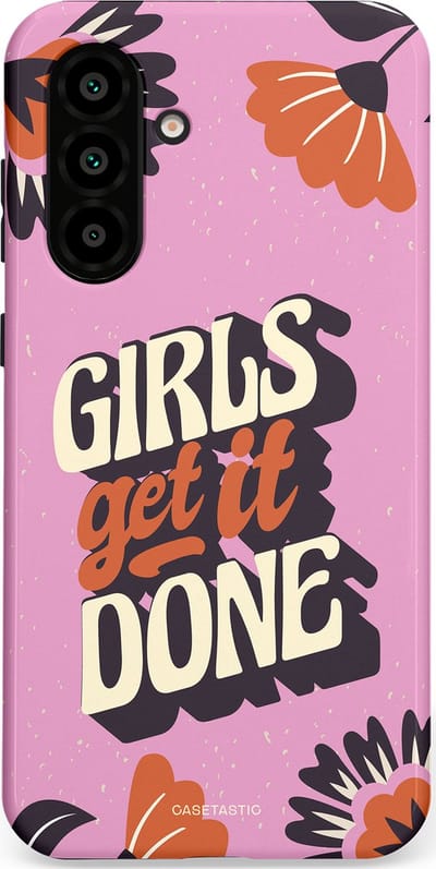 Casetastic hoesje geschikt voor Samsung Galaxy A36 / Samsung Galaxy A56 - Dubbellaagse bescherming - Girls get it done - Fashion Case - Lila Donkergrijs Terracotta