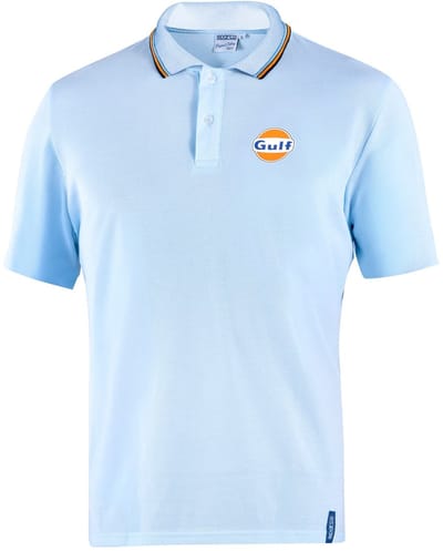 Sparco Gulf Gulf Piqué Poloshirt - Wit/Marineblauw/Lichtblauw — XL