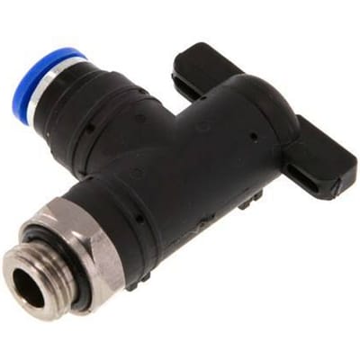 8 mm - G1/4'' Kunststof/Messing L-stuk 2-Weg Kogelkraan