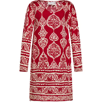 usha Jurk Dames donkerrode crème