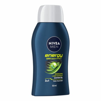 NIVEA Men Douchegel Energy Mini Reisformaat - 6 x 50 ml - Voordeelverpakking