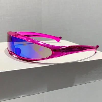 Lunettes de soleil une pièce de designer vintage de luxe Y2K pour dames et hommes Lunettes de soleil Punk Populaires Tendance Sport Extérieur Masque Lunettes de Soleil purple