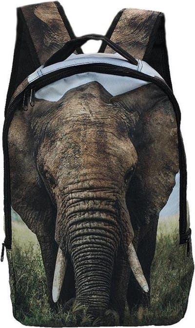 rugzak olifant, 42 cm hoog , Rugtas wilde dieren. 1 vaks , ritssluiting