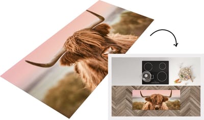 Keukenloper - Loper keuken - Schotse hooglander - Hoorns - Zee - 120x50 cm - Keukenloper vinyl