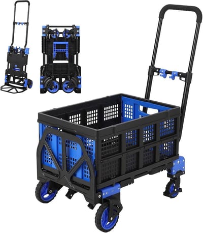 Opvouwbare steekwagen - Draagbare kar - Materiaal vervoeren - 2-in-1 ontwerp - 350 lbs capaciteit - Zwart