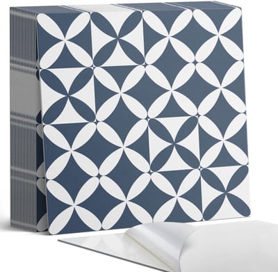Coloray Plaktegels - Geometrisch bloemenpatroon Zelfklevende Tegels - 20 cm x 20 cm - Marine Plaktegels - 20 stuks - Vierkant PVC Tegels - Plaktegels Badkamer - Plaktegels Vloer - Vinyltegels Vloer Zelfklevend - Wandtegel Zelfklevend
